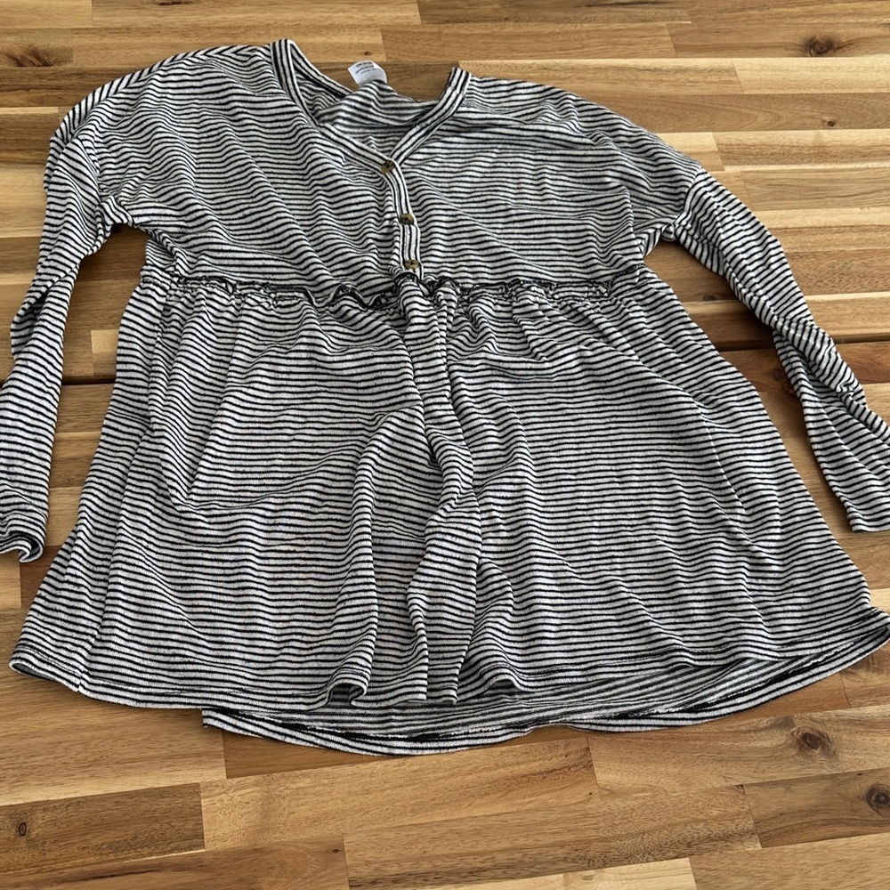 Time and Tru Black and White Striped Maternity Top